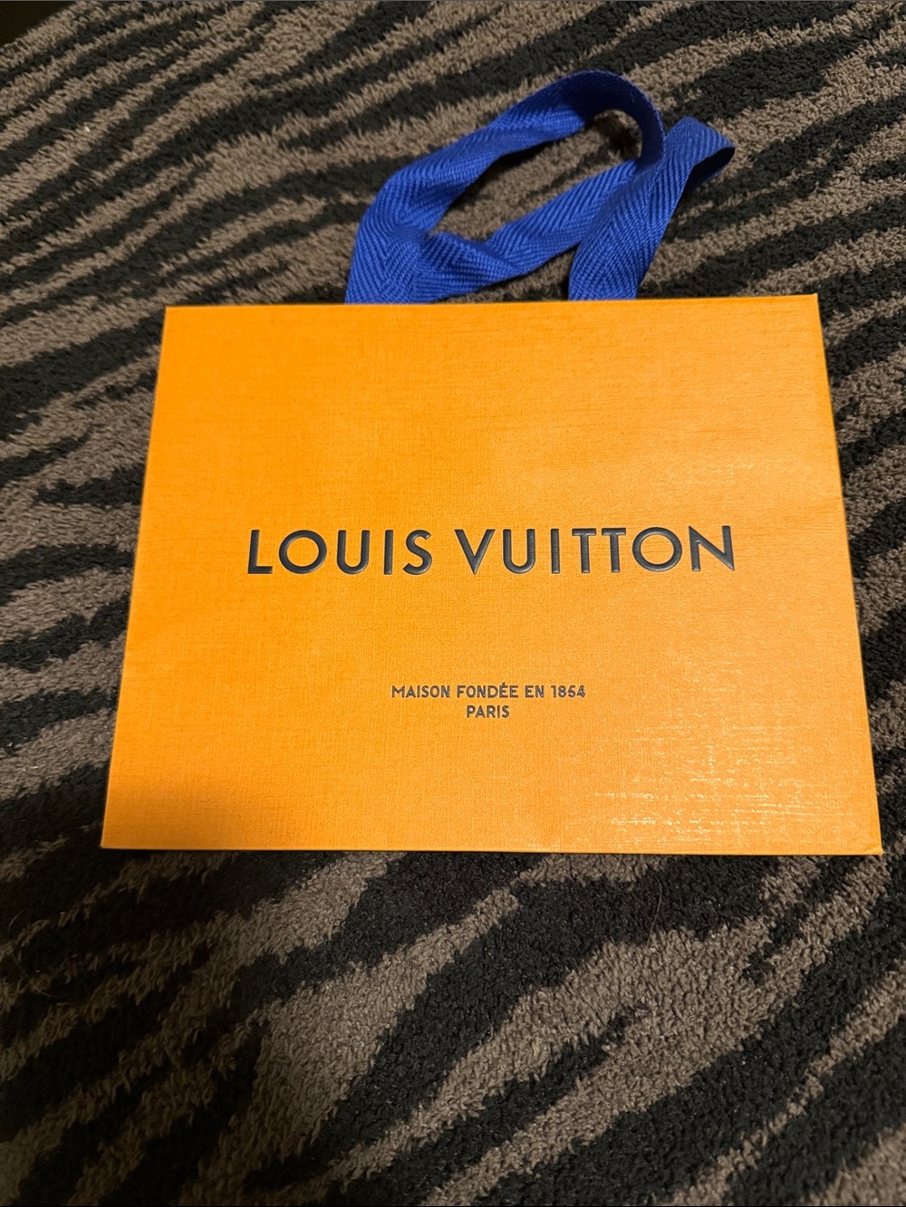 Louis Vuitton Orange Tote with Blue Handles